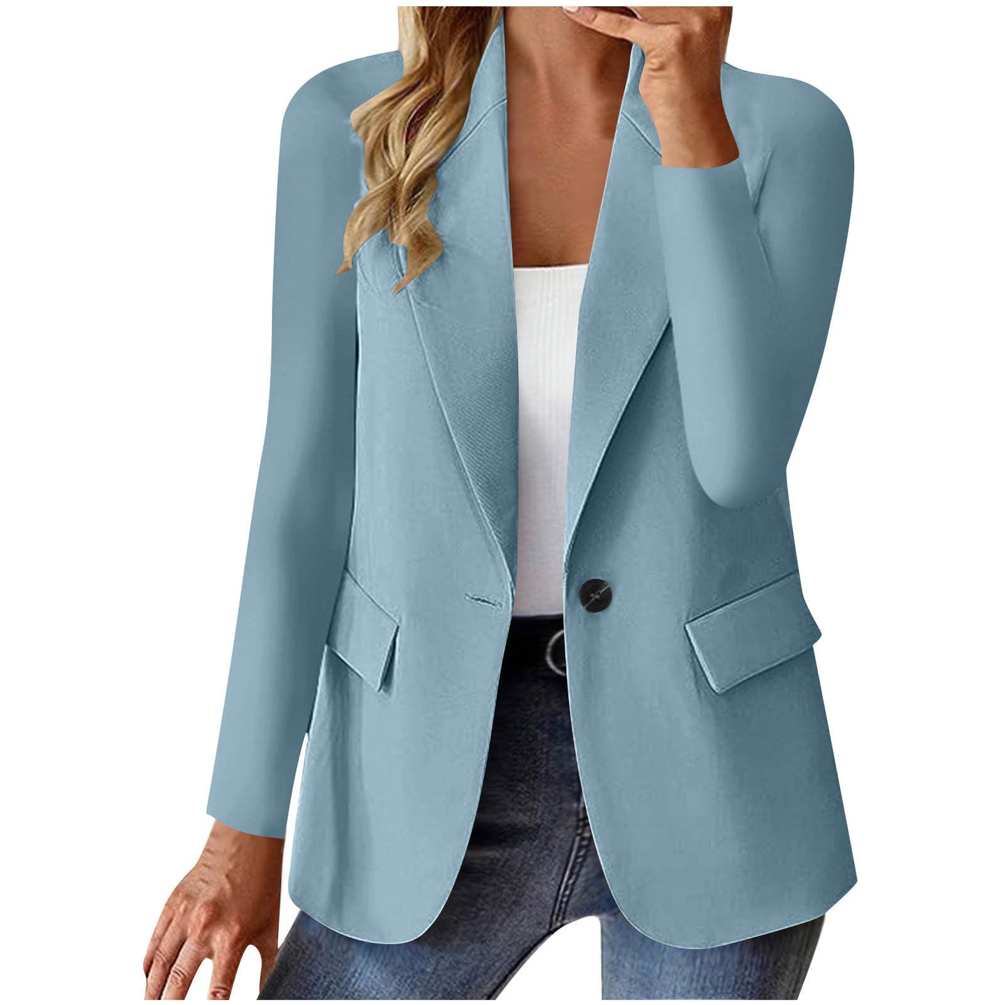 Ins Lapel Button Kavaj – Elegant och bekväm långärmad kavaj ✨