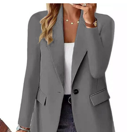 Ins Lapel Button Kavaj – Elegant och bekväm långärmad kavaj ✨