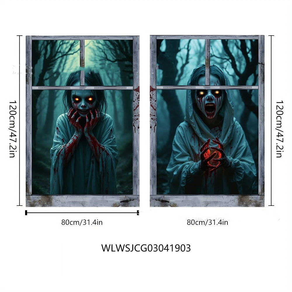 🎃 3D Fönsterdekor – Häxmotiv för Halloween 👻