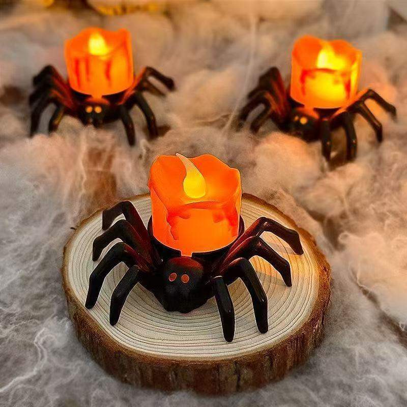 🕷️🎃 Halloween Ljusdekoration – Pumpa & Spindelmotiv 👻