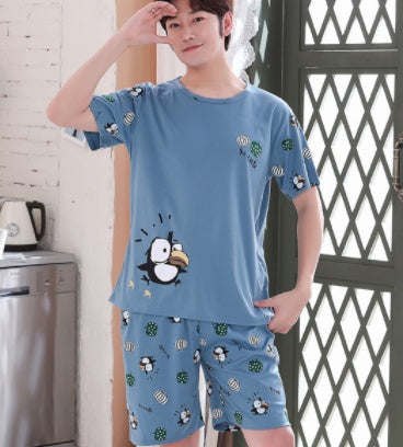 Pyjamas med tecknat anime-mönster – 2-delat set med sportig känsla