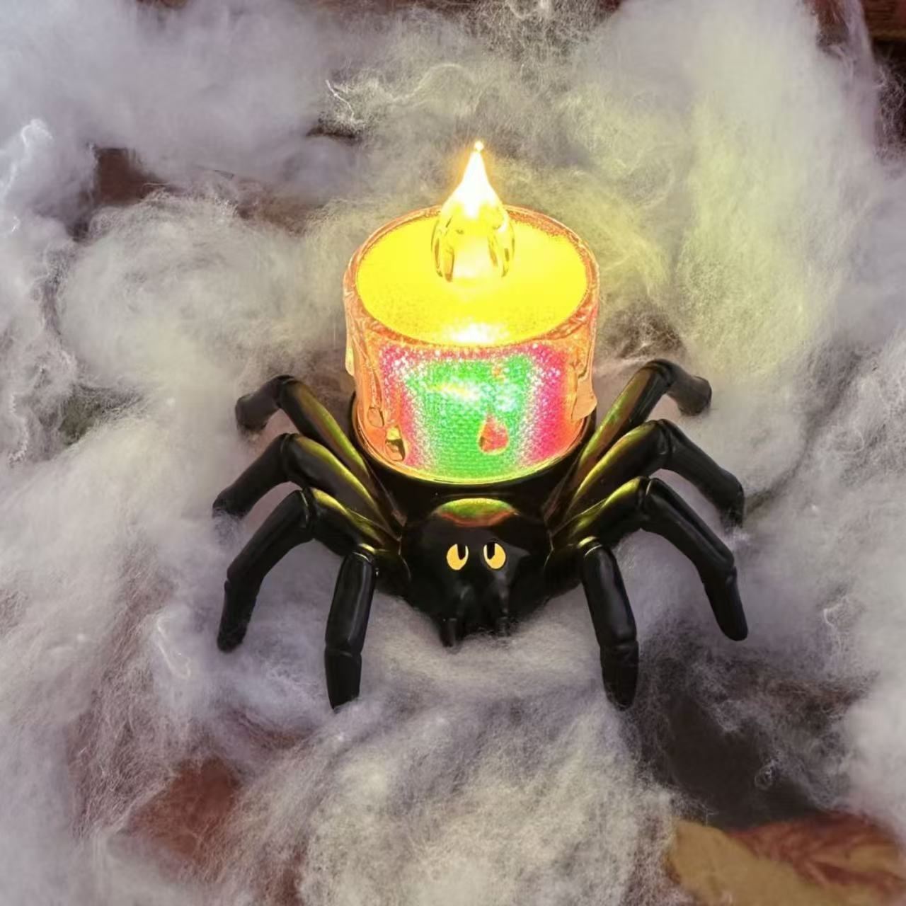 🕷️🎃 Halloween Ljusdekoration – Pumpa & Spindelmotiv 👻