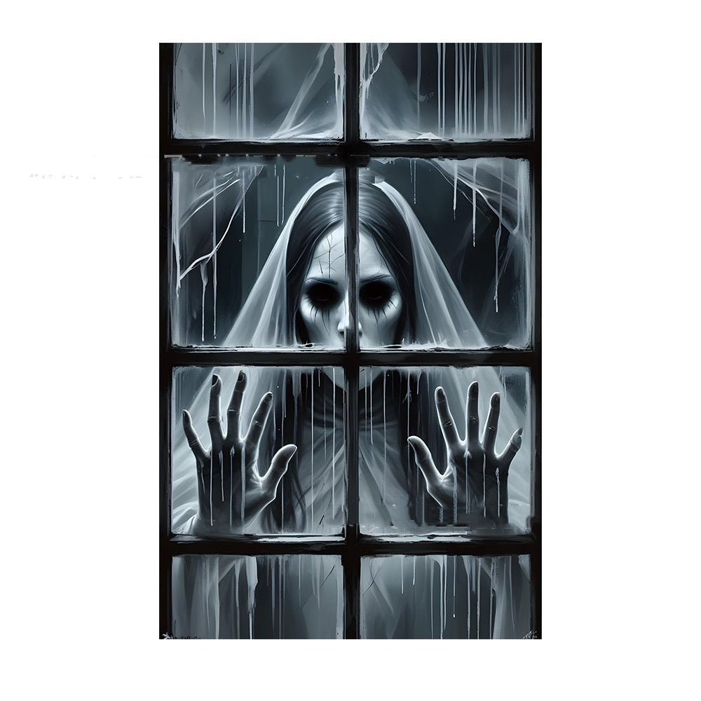 🎃 3D Fönsterdekor – Häxmotiv för Halloween 👻
