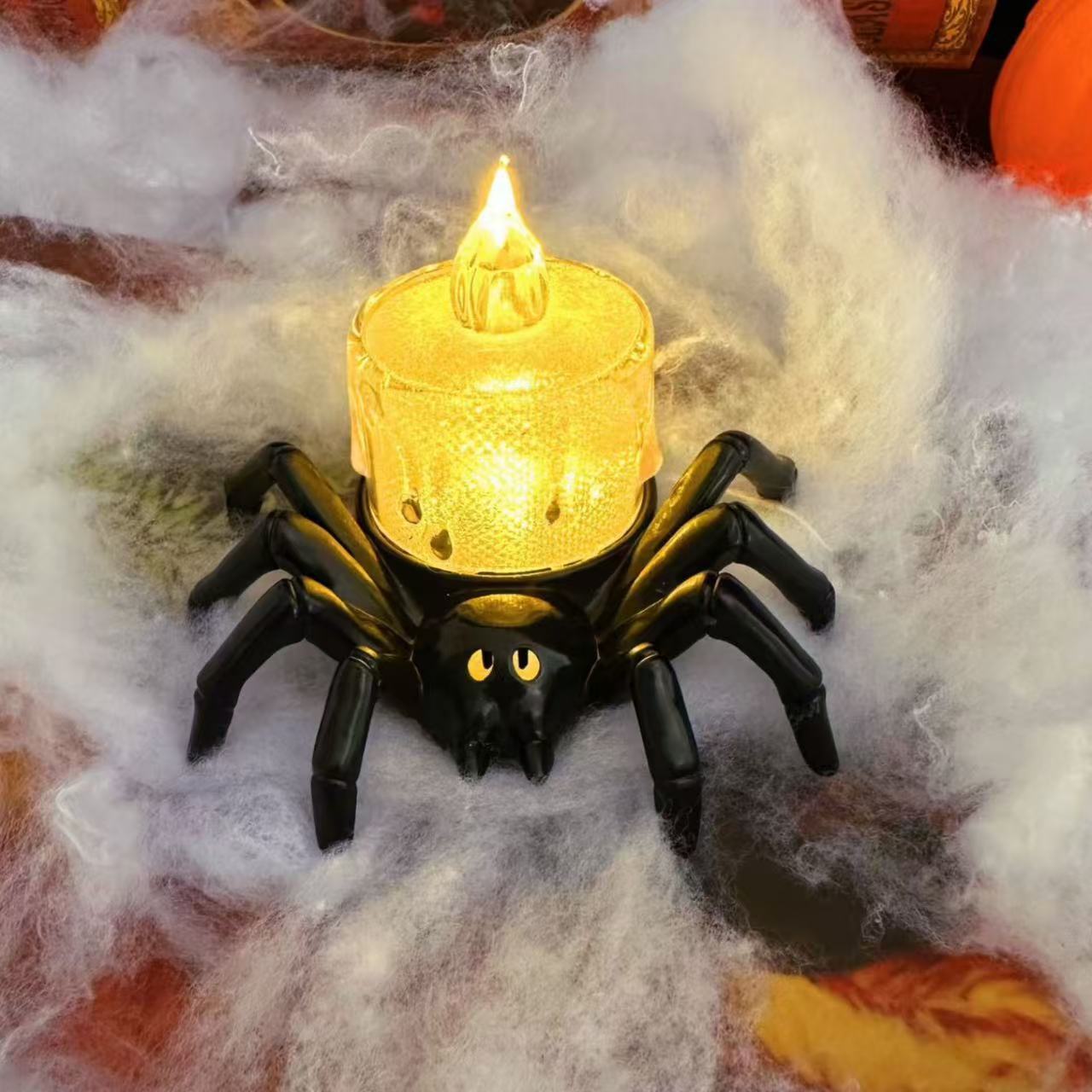 🕷️🎃 Halloween Ljusdekoration – Pumpa & Spindelmotiv 👻