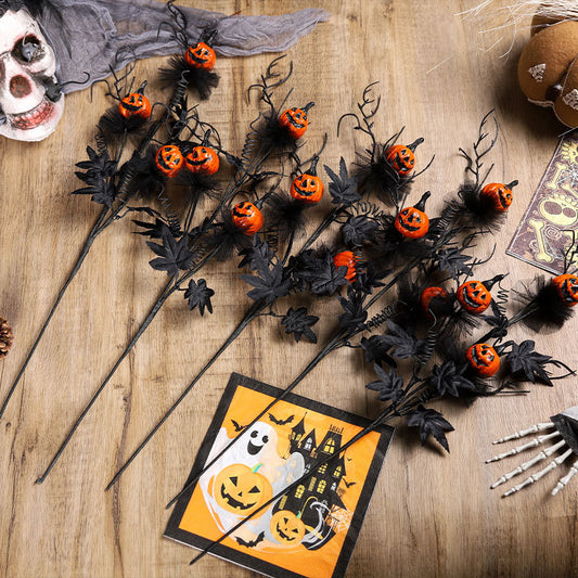 🎃 Black Horror Pumpkin Twig Bouquet – Kuslig elegans till Halloween! 🖤
