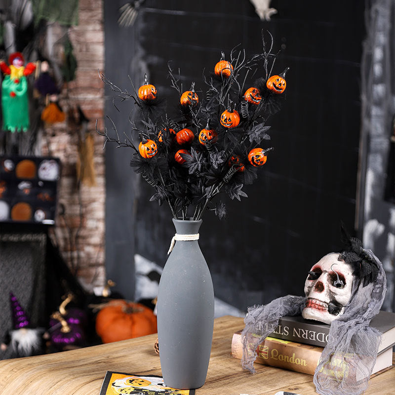🎃 Black Horror Pumpkin Twig Bouquet – Kuslig elegans till Halloween! 🖤