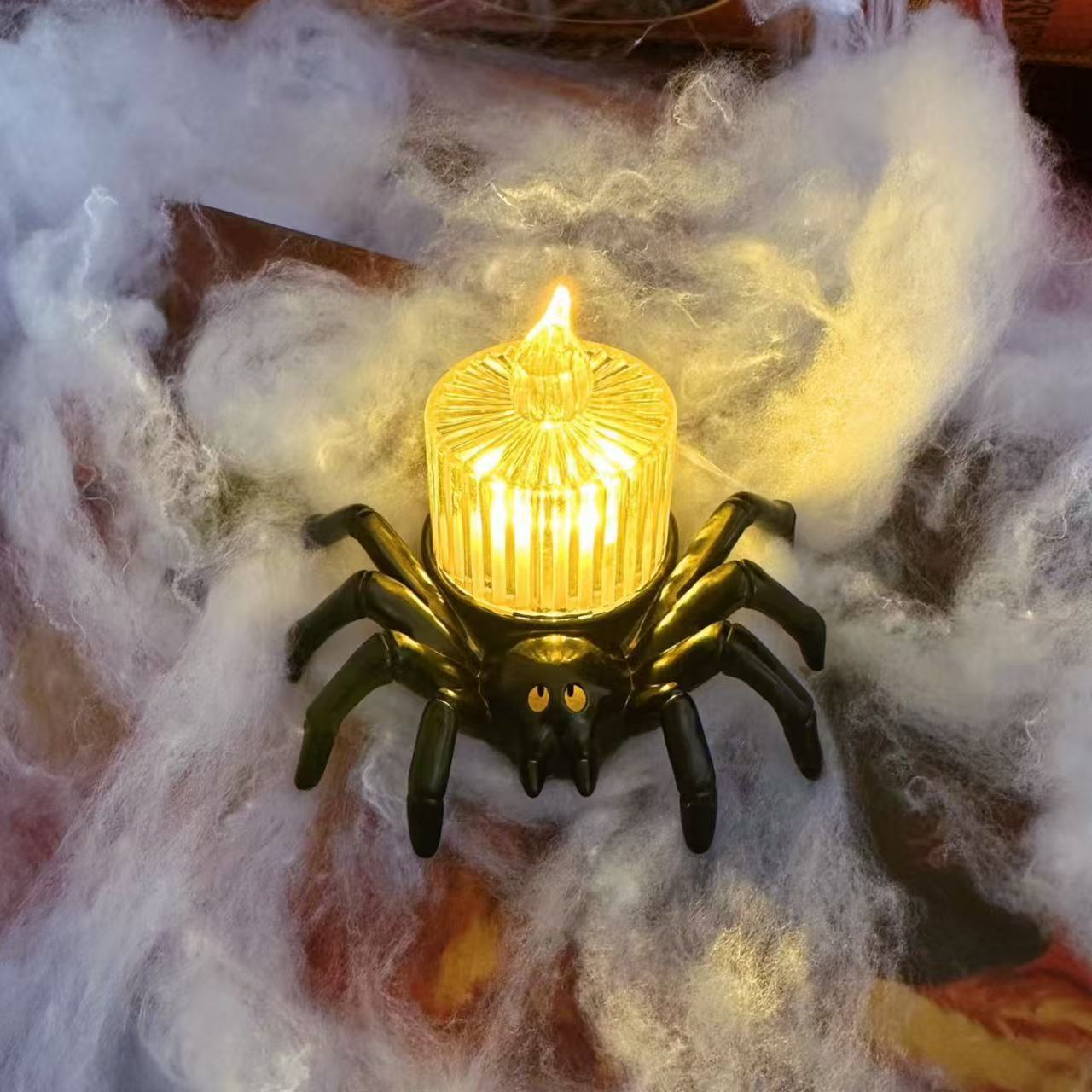 🕷️🎃 Halloween Ljusdekoration – Pumpa & Spindelmotiv 👻