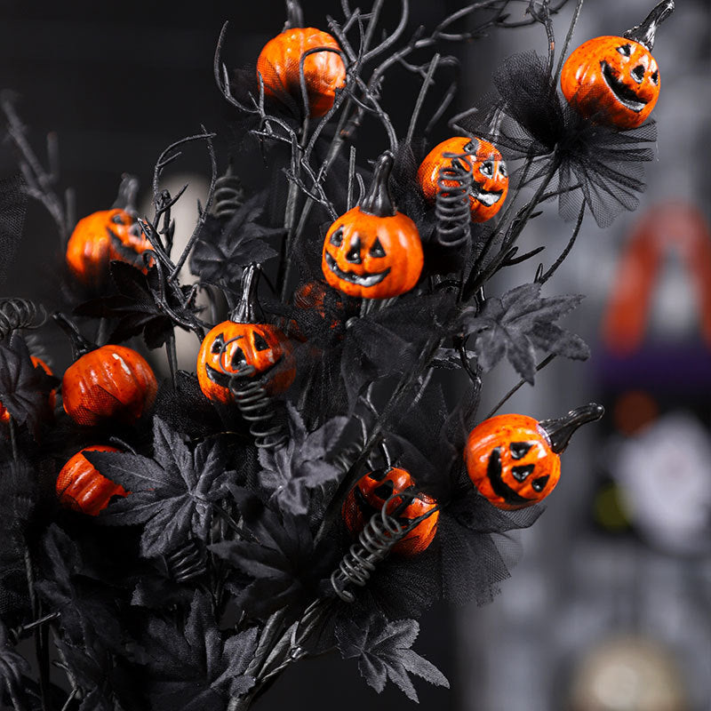 🎃 Black Horror Pumpkin Twig Bouquet – Kuslig elegans till Halloween! 🖤