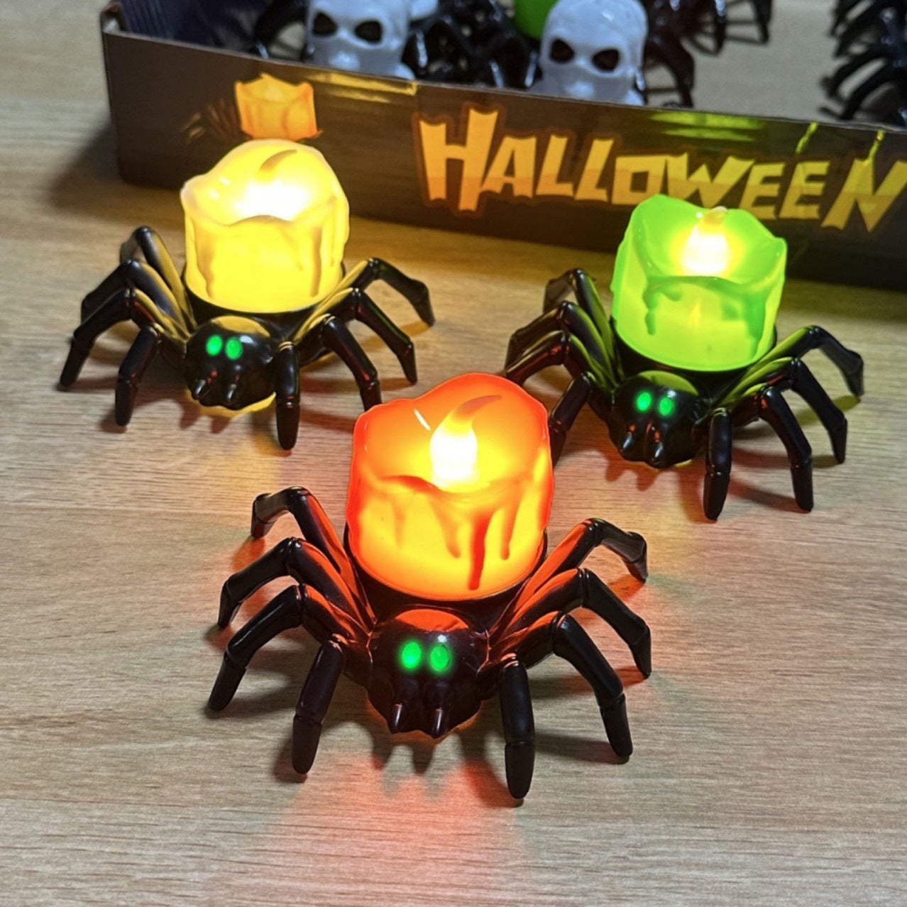 🕷️🎃 Halloween Ljusdekoration – Pumpa & Spindelmotiv 👻