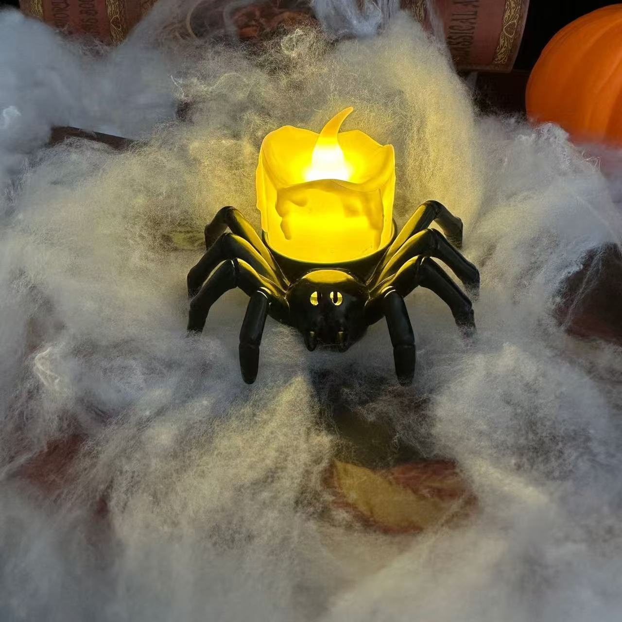 🕷️🎃 Halloween Ljusdekoration – Pumpa & Spindelmotiv 👻