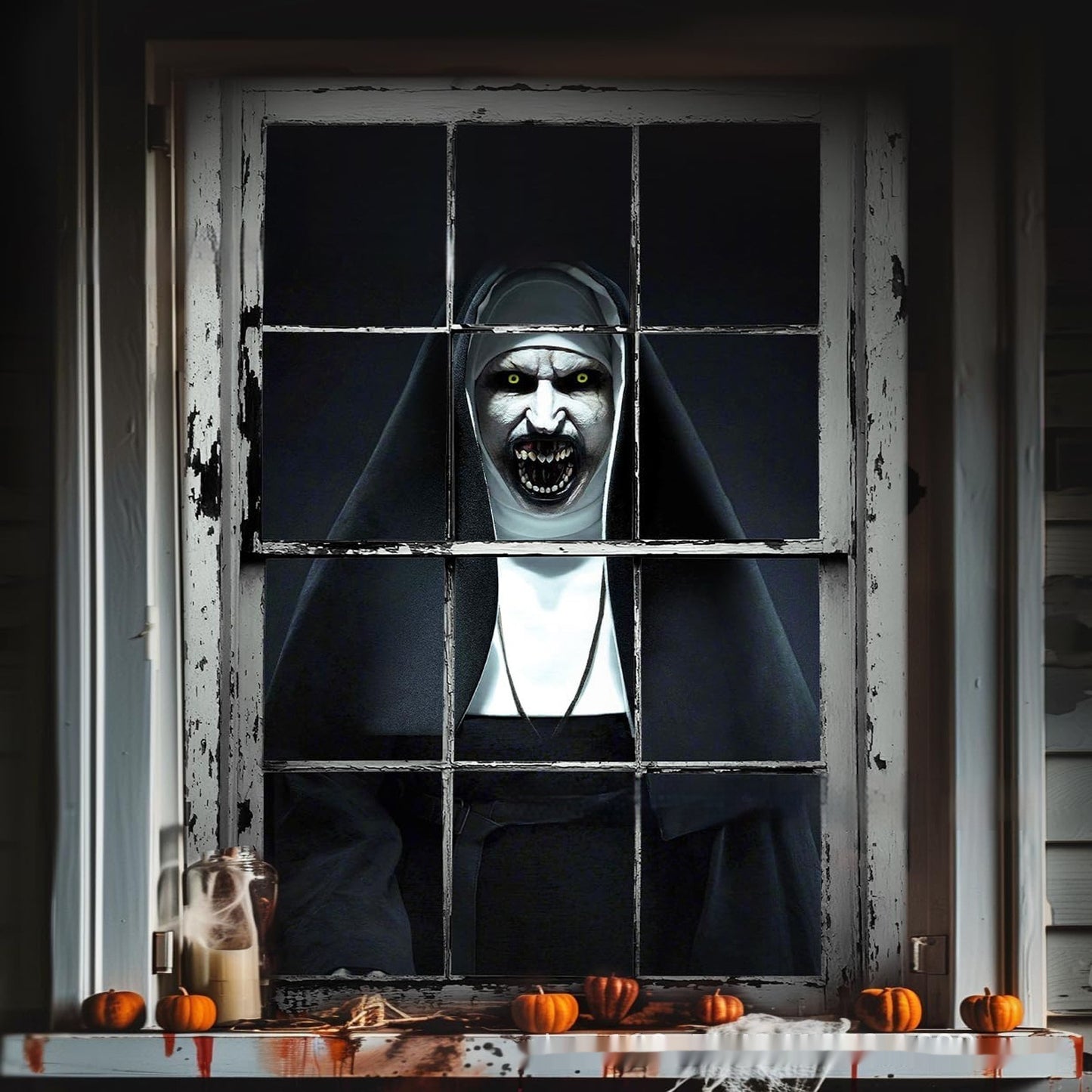 🎃 3D Fönsterdekor – Häxmotiv för Halloween 👻