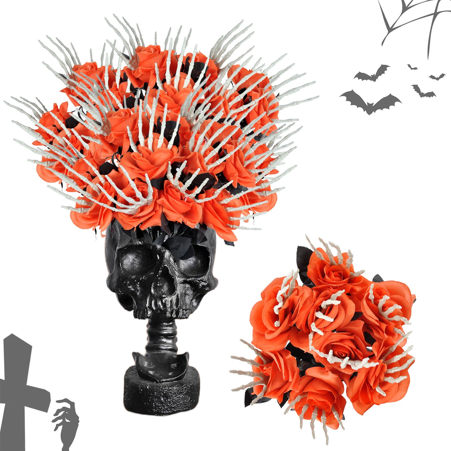 💀 Halloween Skelett Hand Rose – Skräck och skönhet i ett! 🌹