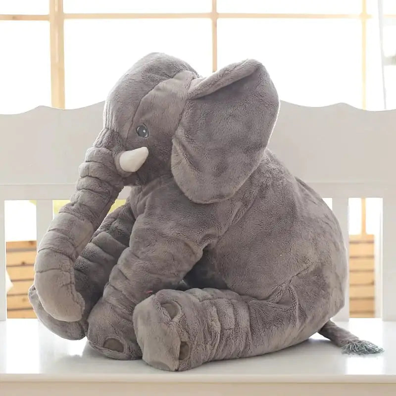 Mjuk elefant kramdjur i plysch - gosig följeslagare och sovkudde för barn