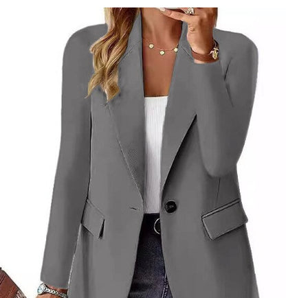 Ins Lapel Button Kavaj – Elegant och bekväm långärmad kavaj ✨