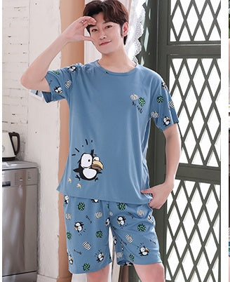Pyjamas med tecknat anime-mönster – 2-delat set med sportig känsla