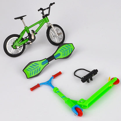 Set med fingercykel och fingerskateboard och fingerkick