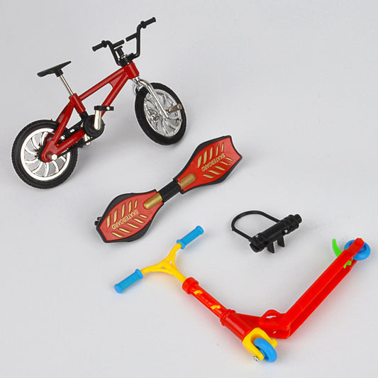 Set med fingercykel och fingerskateboard och fingerkick