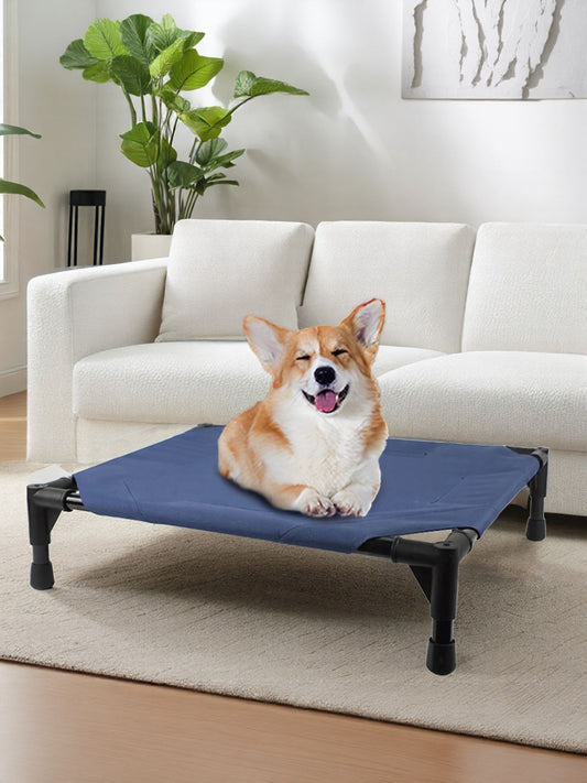 Hopfällbar upphöjd hund/kattbädd i vaffeltyg