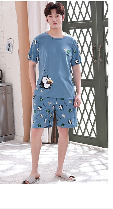 Pyjamas med tecknat anime-mönster – 2-delat set med sportig känsla