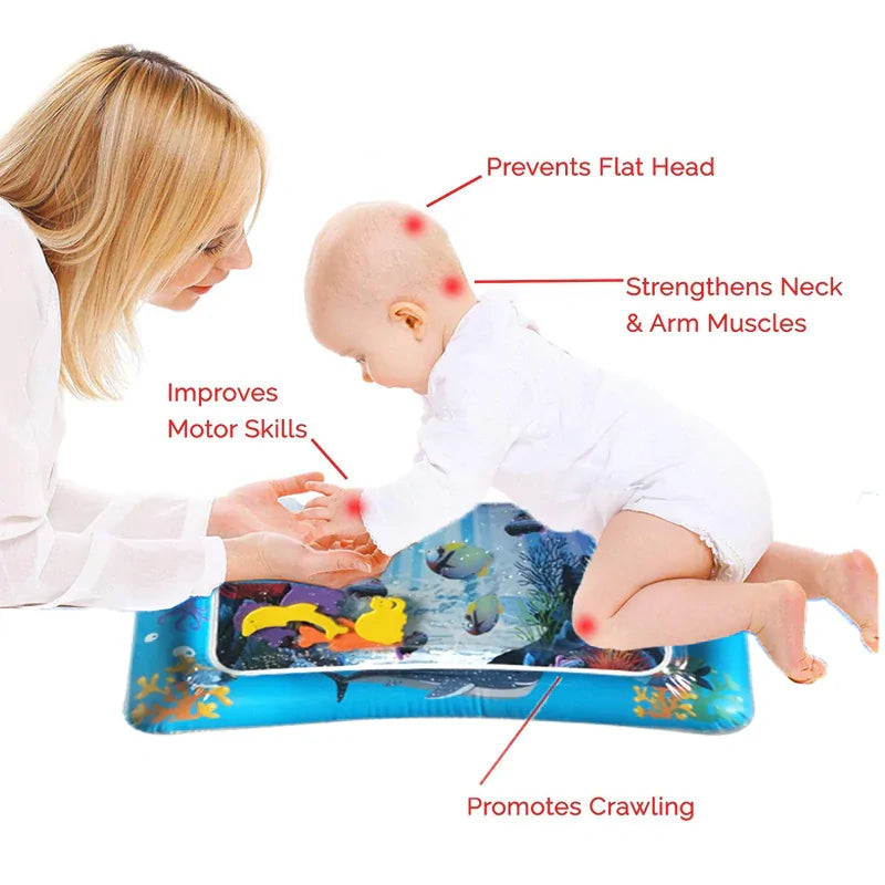 🐠 Tummy Time Vattenmatta för bebisar – stärk motoriken med lek!