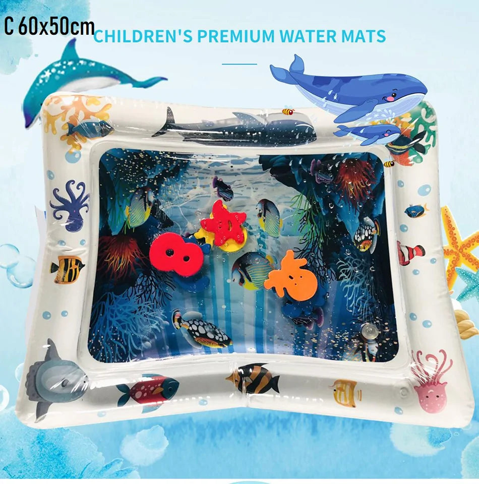 🐠 Tummy Time Vattenmatta för bebisar – stärk motoriken med lek!