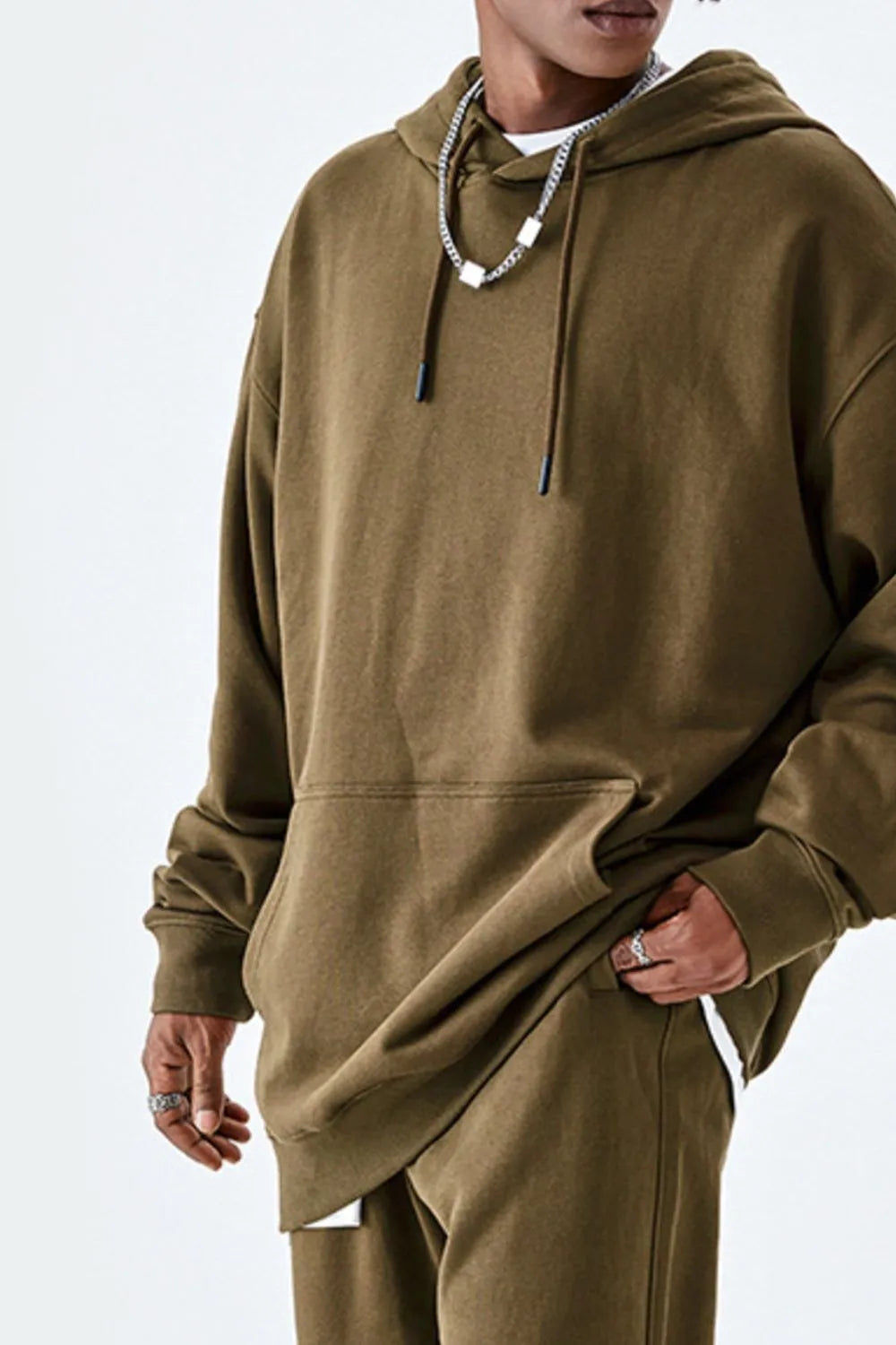 Hoodie med känguruficka och dragsko för herr – bekväm oversized tröja i flera härliga färger
