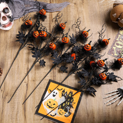 🎃 Black Horror Pumpkin Twig Bouquet – Kuslig elegans till Halloween! 🖤