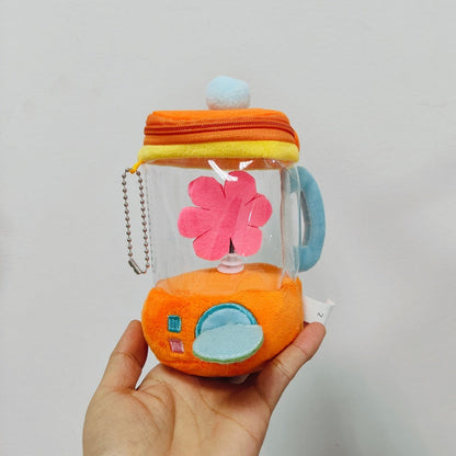 Rolig leksaksblender för barn i plyschmaterial – blomformad blender med snurrande funktion, ca 15 cm hög