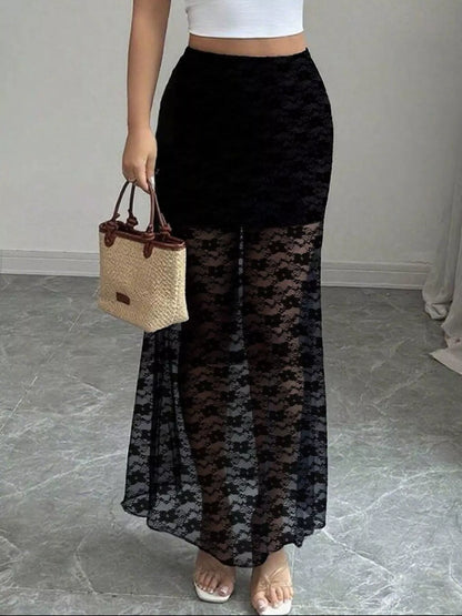  Elegant spetskjol i maxilängd med mermaid-siluett