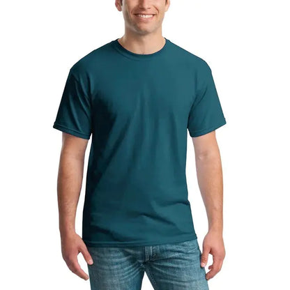 T-shirt herr rund hals bomull bekväm petroleum