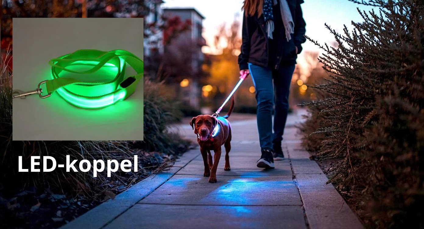 LED-reflekterande sele med koppel för husdjur