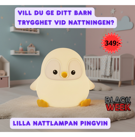 Pingvinlampan som lyser i natten – trygg kompis vid läggdags