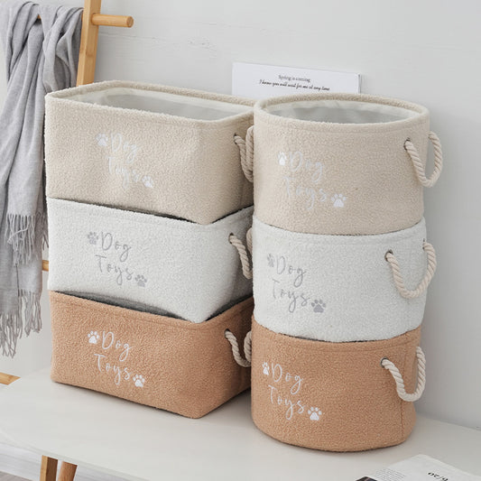 🧺 Rund & fyrkantig förvaringskorg i teddytyg – mjuk organisering med stil