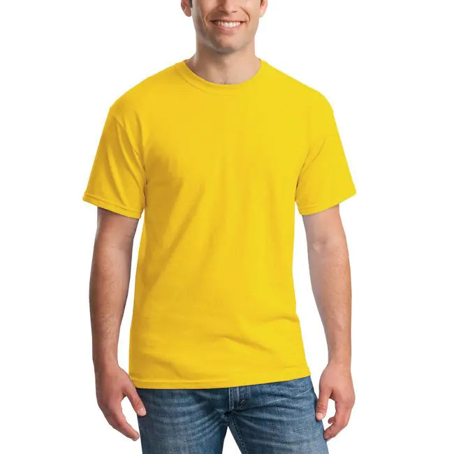 T-shirt herr rund hals bomull bekväm gul