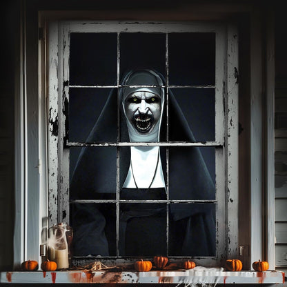 🎃 3D Fönsterdekor – Häxmotiv för Halloween 👻