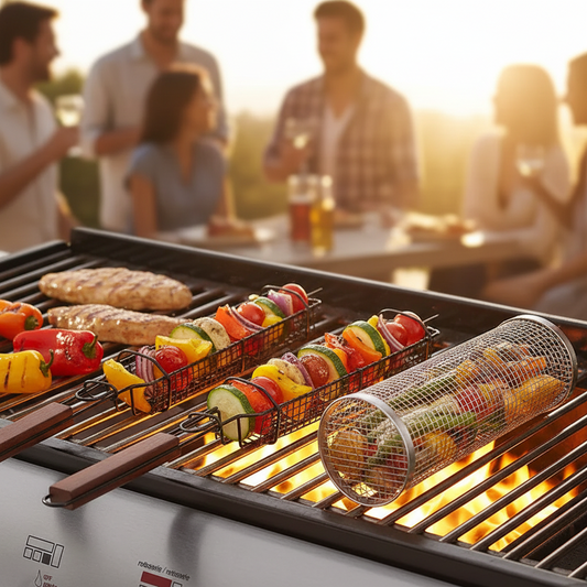 Grillkorgar och grillspettkorgar med handtag för perfekt grillning