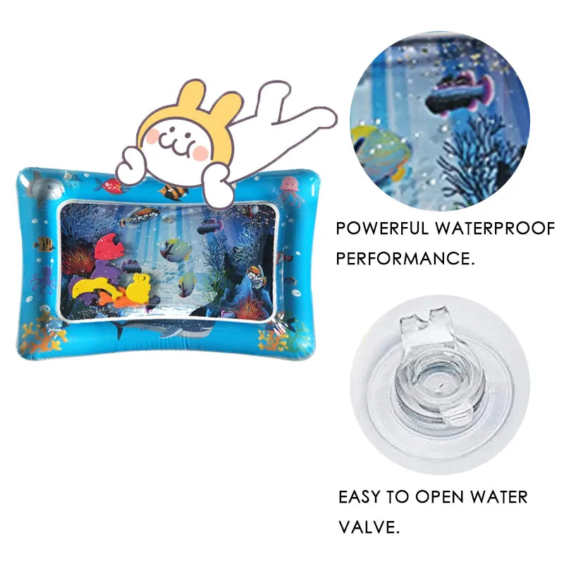 🐠 Tummy Time Vattenmatta för bebisar – stärk motoriken med lek!