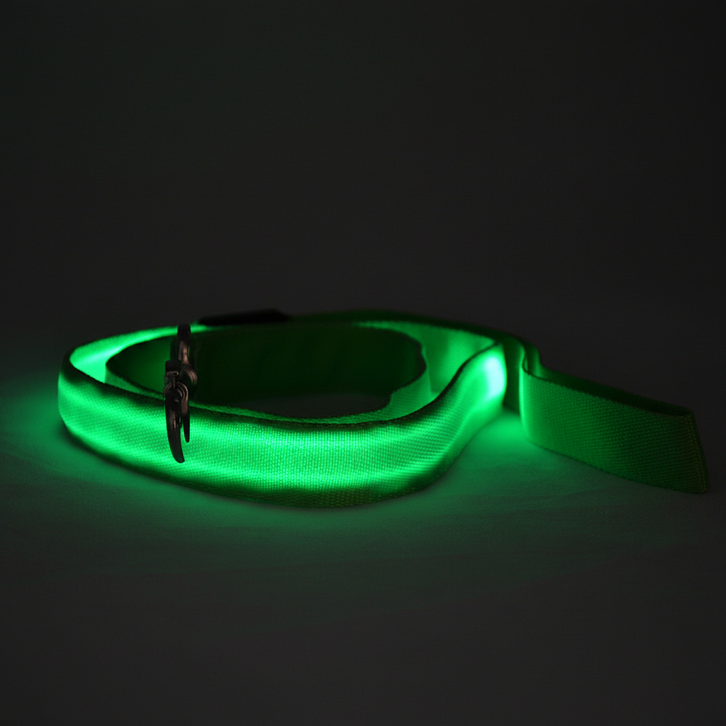 Hundkoppel med LED-ljus för kvällspromenader