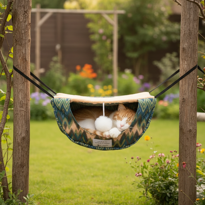 Hängmatta för katt i polyester – luftig och sval viloplats som passar de flesta kattmöbler, finns i storlek M och L