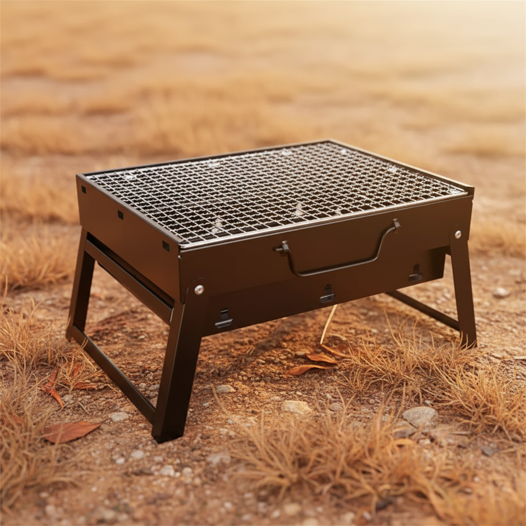Portabel Kolgrill – Kompakt BBQ för camping, picknick & trädgård