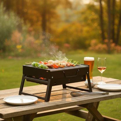 Portabel Kolgrill – Kompakt BBQ för camping, picknick & trädgård