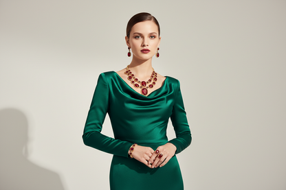 Granatsmycke i S925 Silver med Guldplätering - Naturlig Granat