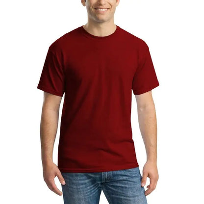 T-shirt herr rund hals bomull bekväm burgundy