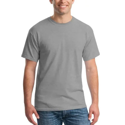 T-shirt herr rund hals bomull bekväm grå